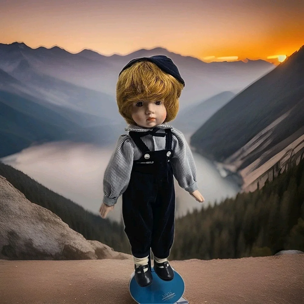 MYD Marian Yu Designs Porcelain Doll‎ With Display Stand